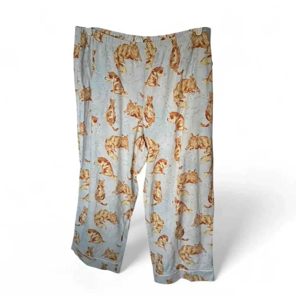Source Unknown Gray Cat Print Short Sleeve Pajama Set - Picture 4 of 6